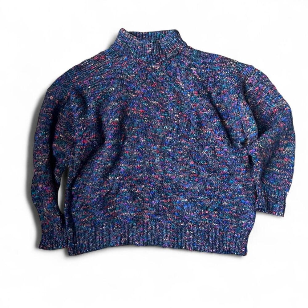 Colorful Knit Roll Kneck 90s Y2K Sweater Grunge Granola Rainbow Studio B Sz S